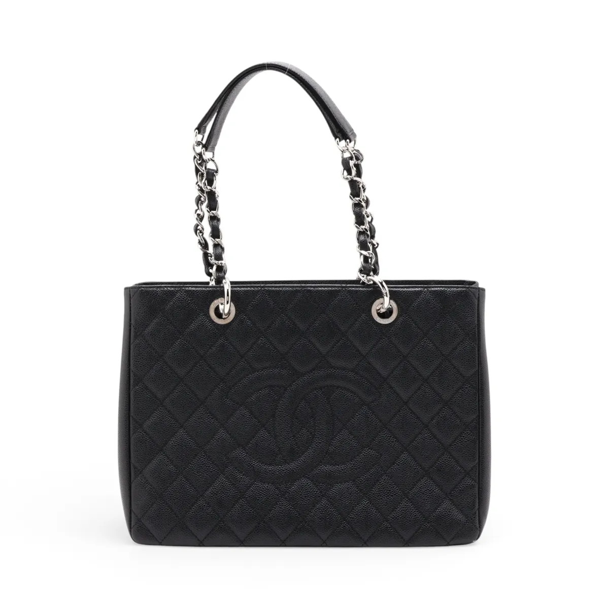 Chanel GST Caviar Skin Chain Tote Bag Black Silver Metal Fittings 15XXXXXX