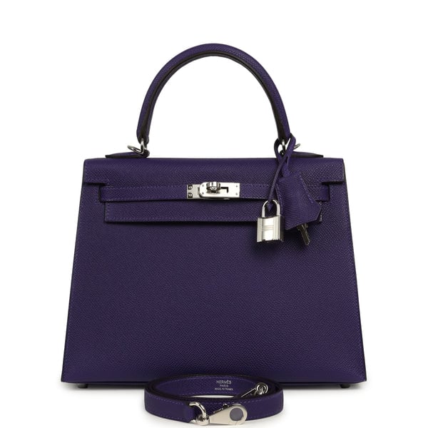 Hermes Kelly Sellier 25 Purple Epsom Palladium Hardware