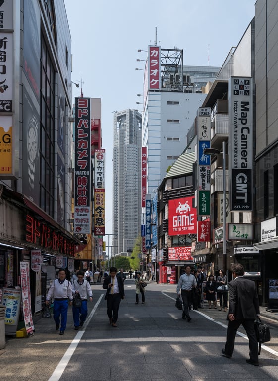 Shopping street in Nishi-Shinjuku between Tokyo Metropolitan Government building and Shinjuku Station