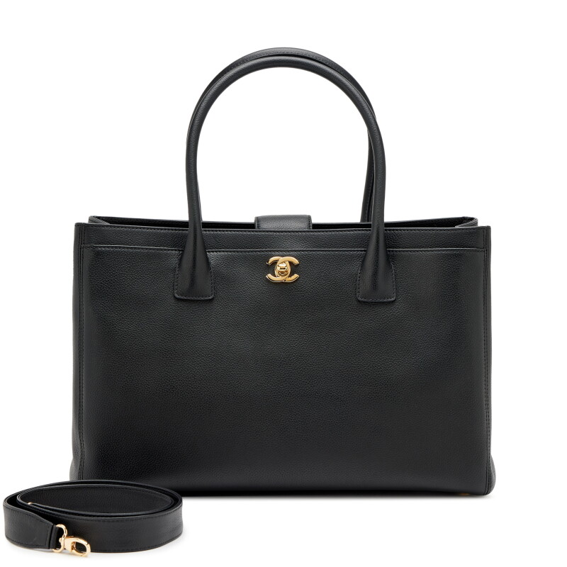 Black Calfskin Cerf Executive Shopper Tote Gold Hardware, 2012-2013