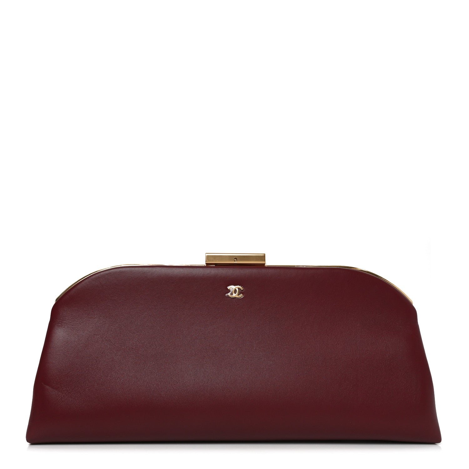 Chanel Lambskin Large Clutch Burgundy