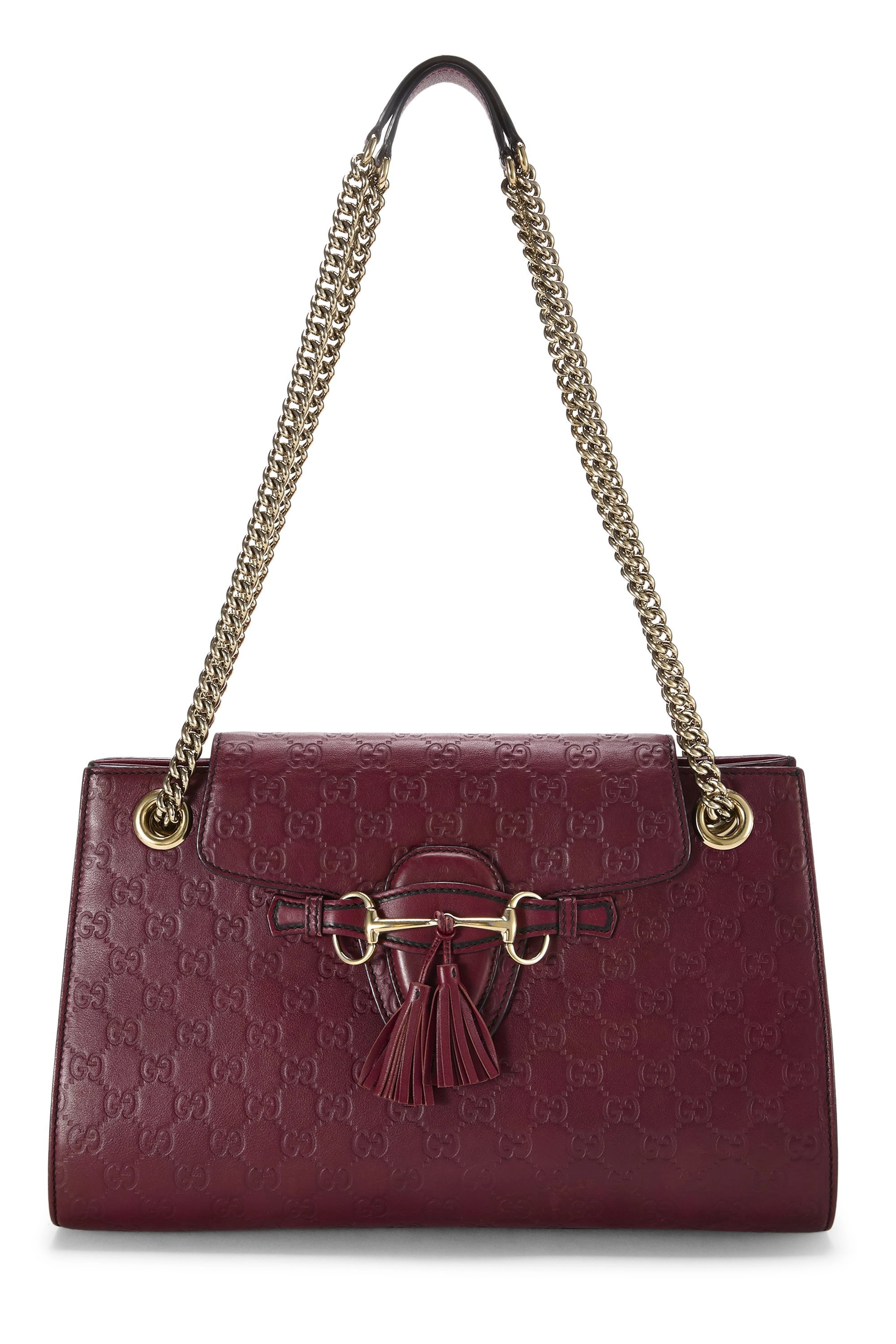 Burgundy Guccissima Leather Emily Chain Shoulder Bag Large