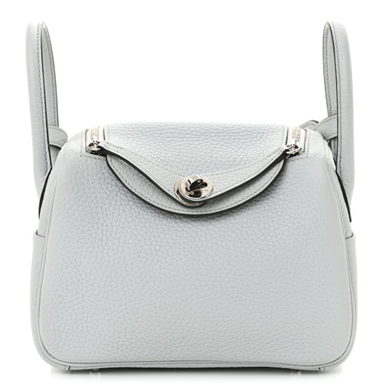 Hermes Taurillon Clemence Mini Lindy 20 Bleu Pale