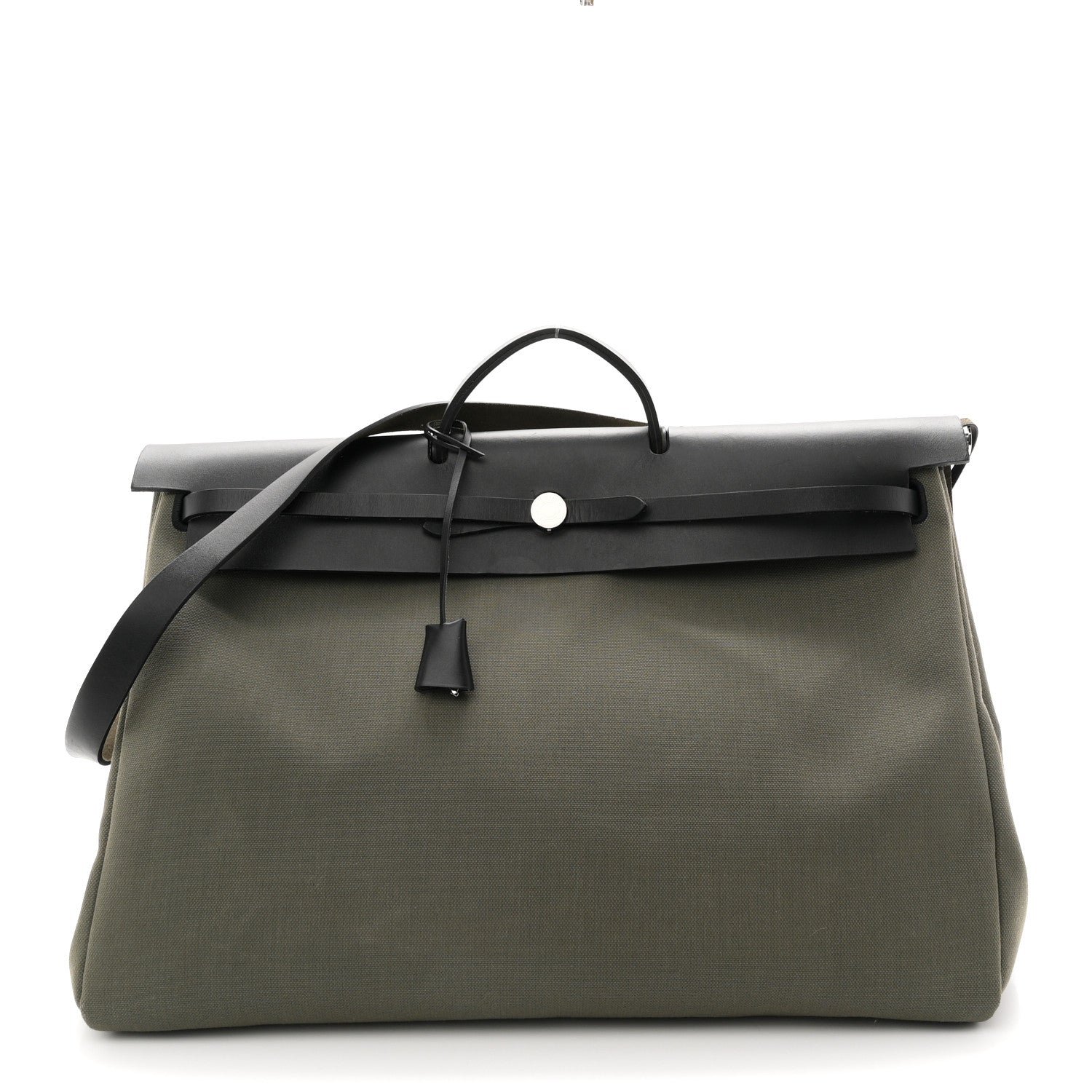 Hermes Military Toile Vache Hunter Herbag Cabine Zip 50 Kaki Black
