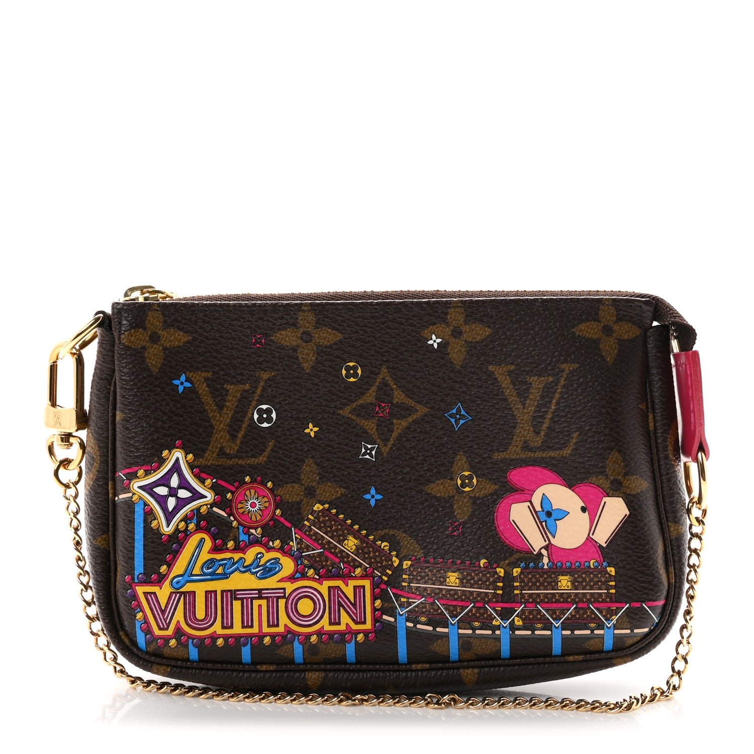Louis Vuitton Monogram 2020 Christmas Animation Roller Coaster Mini Pochette Accessories Pivoine