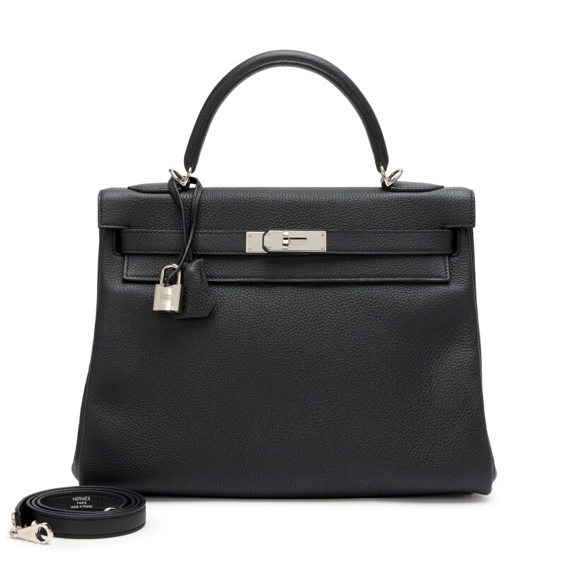 Hermes Black Togo Retourne Kelly 32 Palladium Hardware, 2018