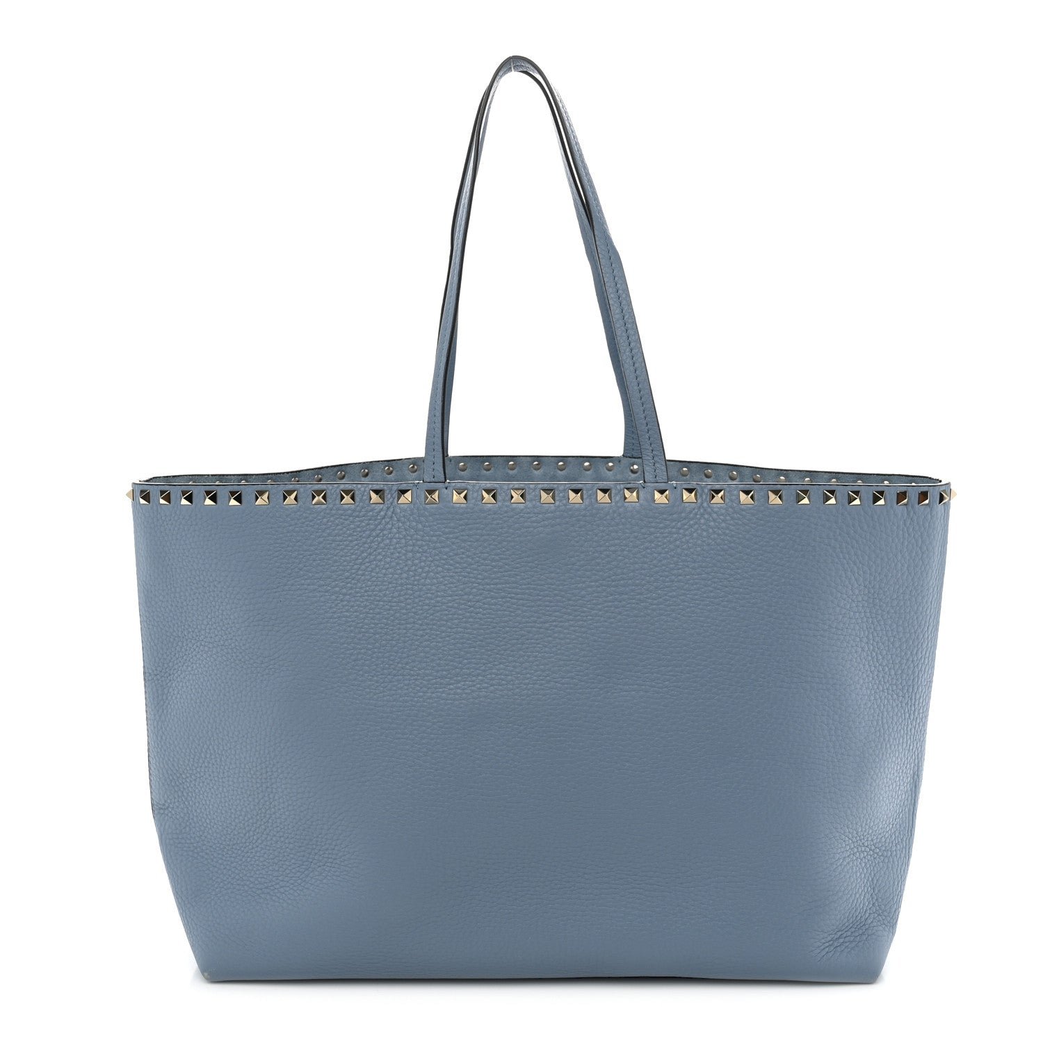 Valentino Garavani Grained Calfskin Rockstud Shoulder Tote Niagara