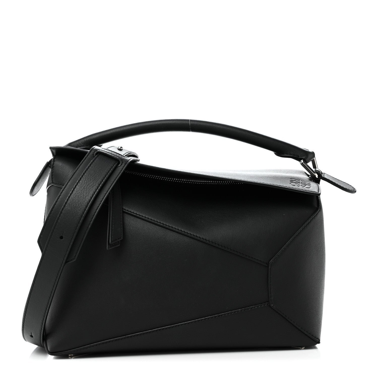 Loewe Calfskin Medium Puzzle Edge Bag Black