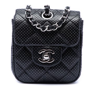 Lambskin Mini CC Quilted Perforated Lambskin Flap