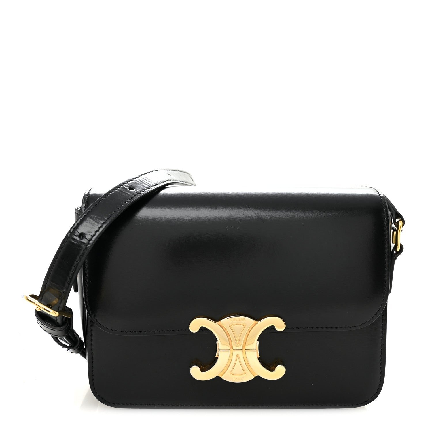 Celine Shiny Calfskin Teen Triomphe Black