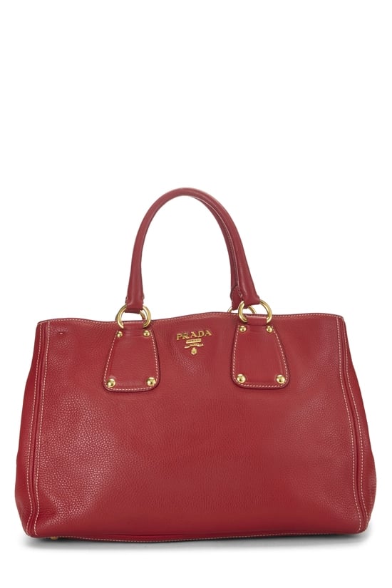 Red Vitello Daino Convertible Tote Small