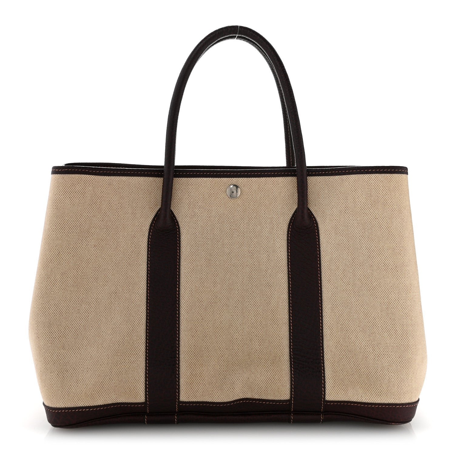 Hermes Hermes Buffle Skipper Toile Garden Party 36 MM Tote Marron Fonce