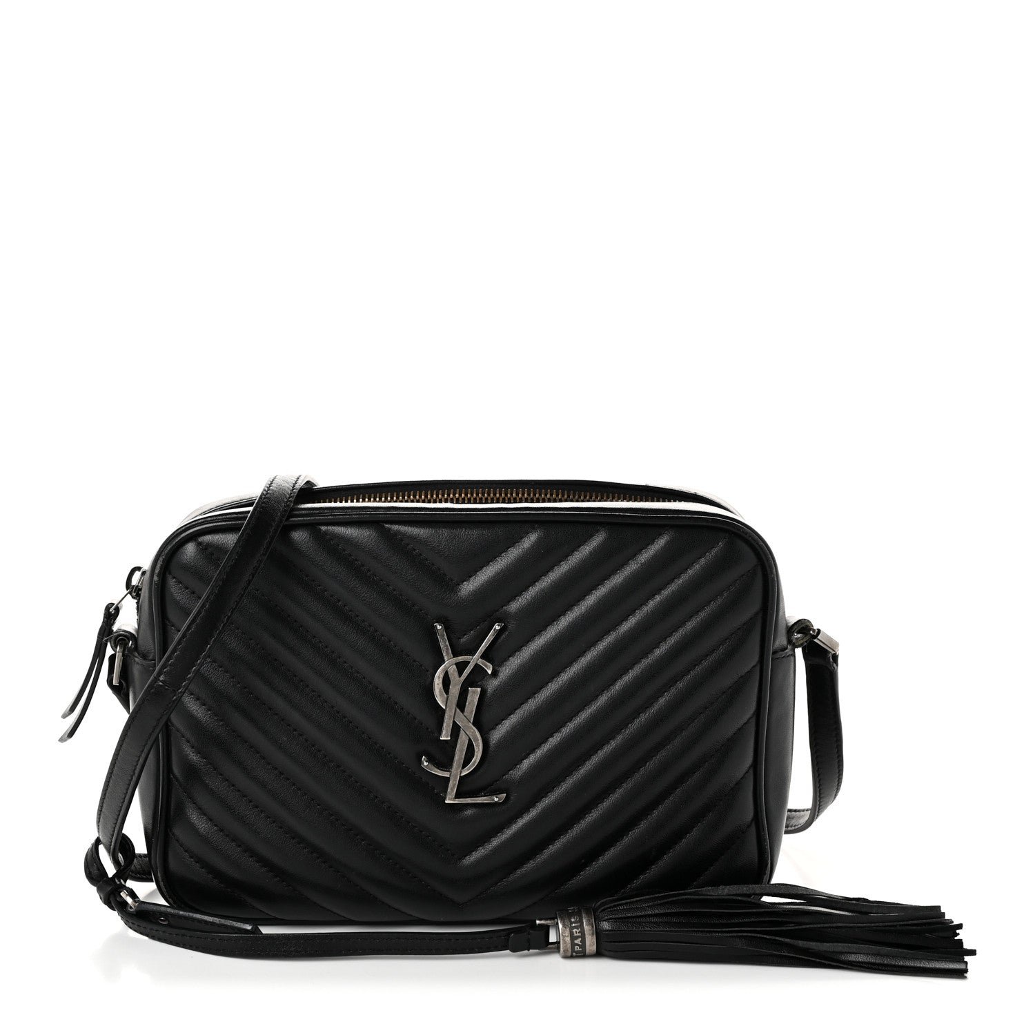 Saint Laurent Calfskin Matelasse Monogram Lou Camera Bag Black