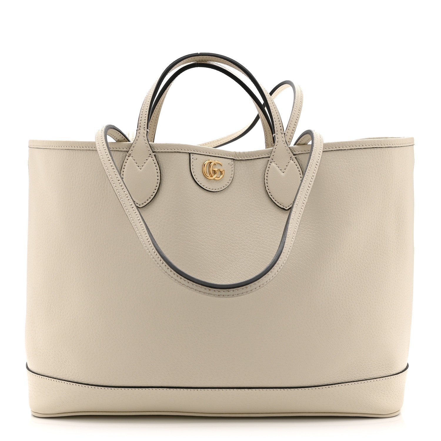 Gucci Textured Dollar Calfskin Medium Ophidia Shoulder Tote Bag  Mystic White