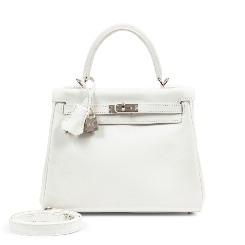 New White Swift Kelly 25 Retourné Palladium Hardware, 2024