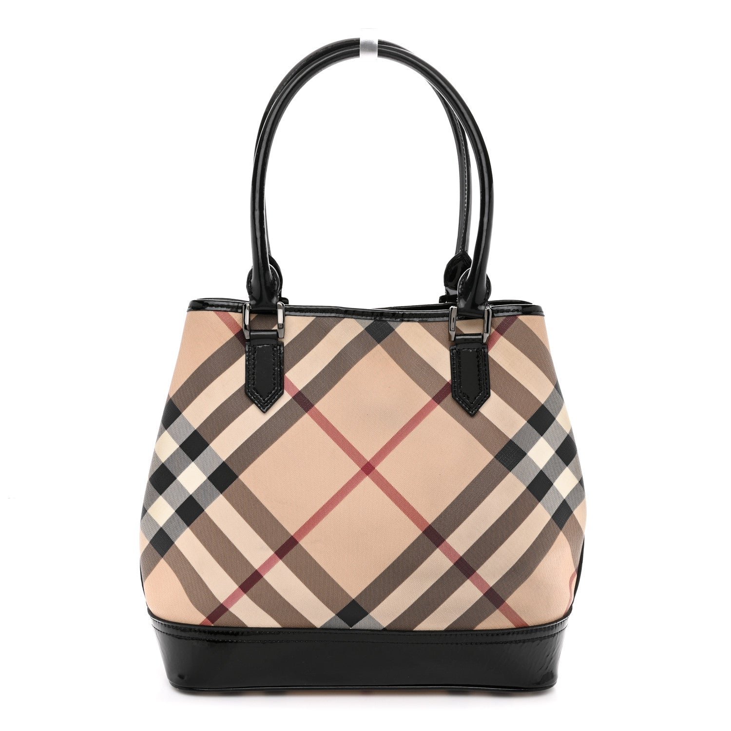 Burberry Nova Check Patent Medium Tote Black