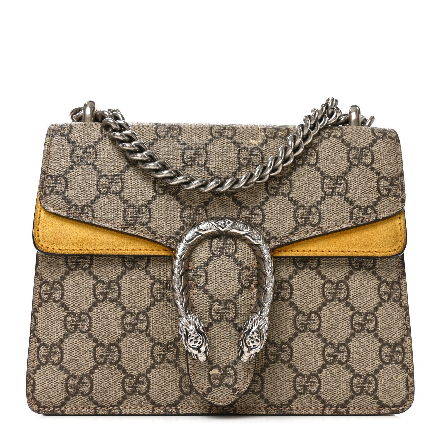 Gucci GG Supreme Monogram Mini Dionysus Shoulder Bag Yellow