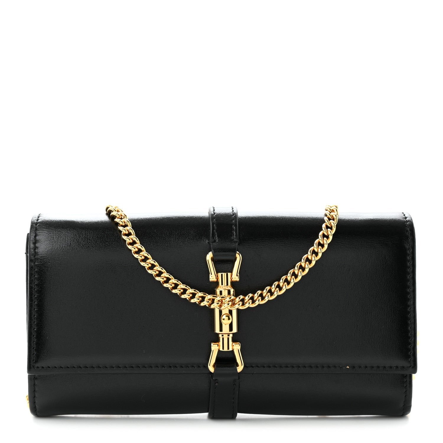 Gucci Calfskin Jackie 1961 Chain Wallet Black Black
