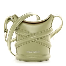 Alexander McQueen Calfskin Mini Curve Bucket Bag Sage