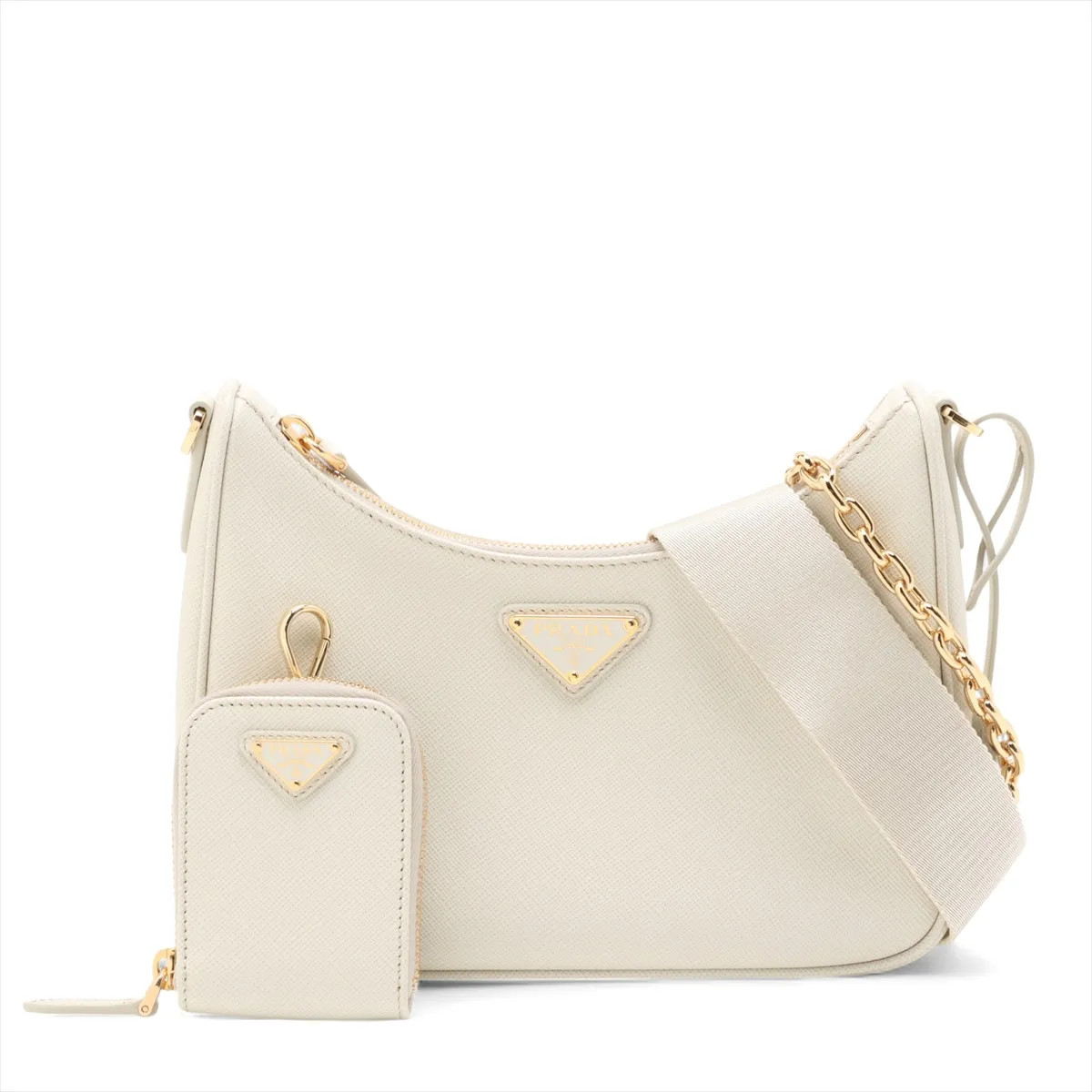 Prada Saffiano Leather 2 Way Shoulder Bag White