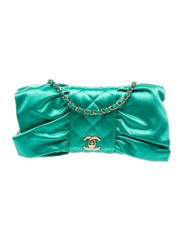 Quilted Satin Bow Clutch