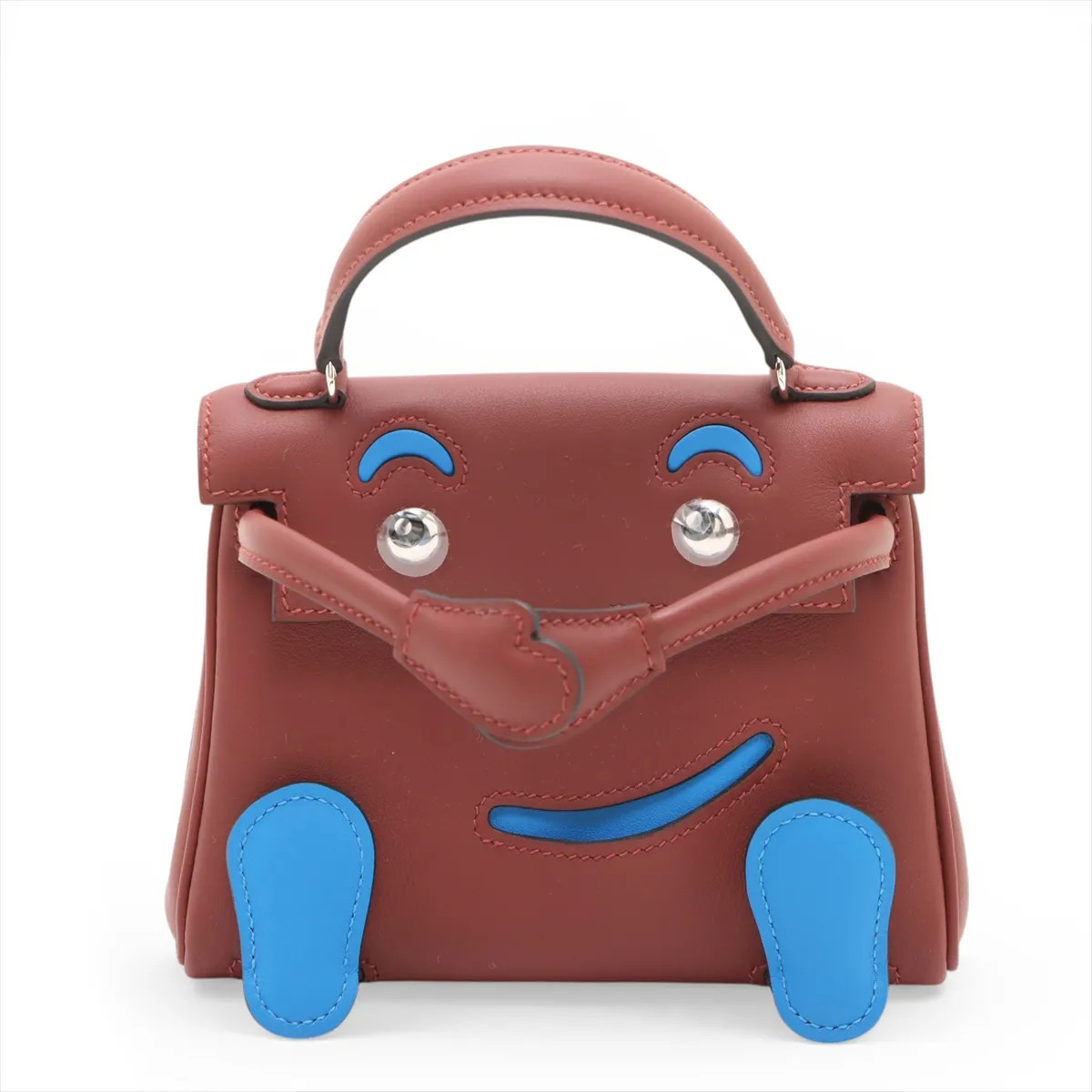 Hermès Kelly Doll Veau Swift ROUGE ASH X BLUE HYDRA Silver Metal Fittings