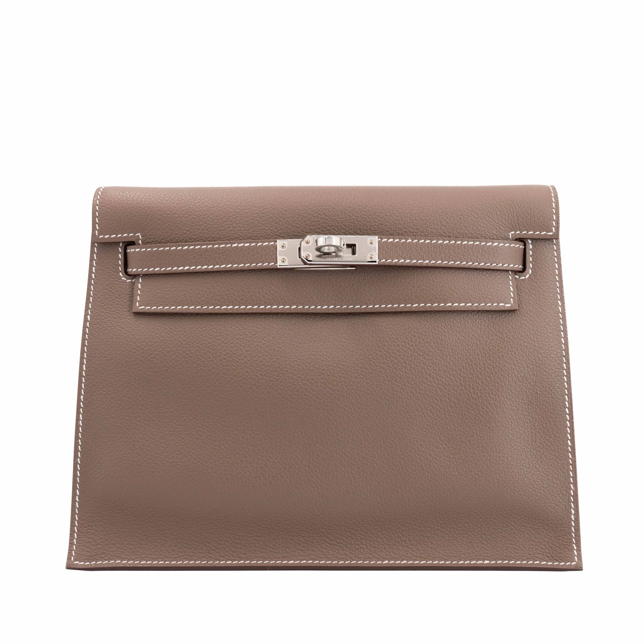 Brand New ( Rank N ) HERMÈS Kelly Danse Verso Etoupe (18) New Vert Fonce (04) Evercolor Palladium hardware G (2026)