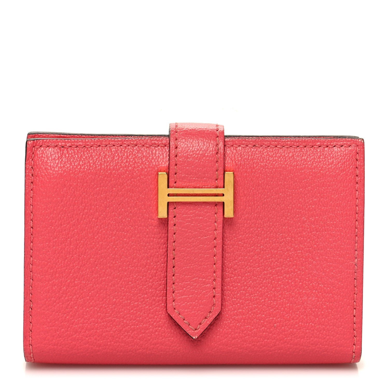 Hermes Chevre Mysore Mini Bearn Wallet Rose Lipstick