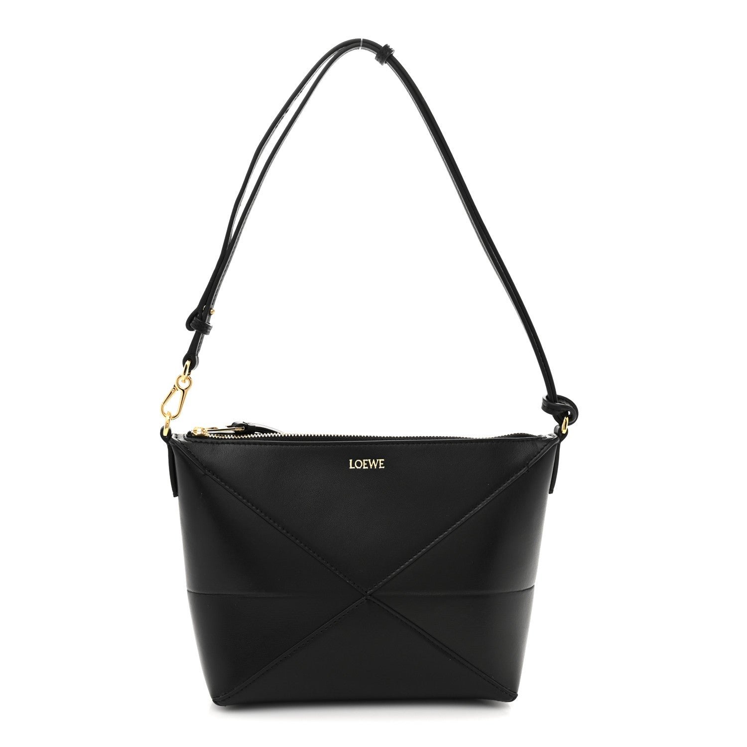 Loewe Shiny Calfskin Puzzle Fold Pouch Black