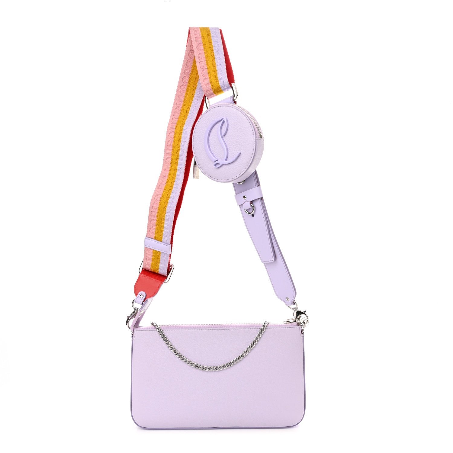 Christian Louboutin Calfskin Empire Loubila Pouch on Chain Lilac Smoke Rosy