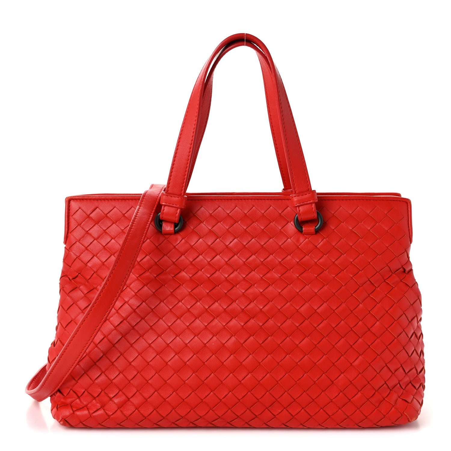 Bottega Veneta Nappa Intrecciato Satchel Red