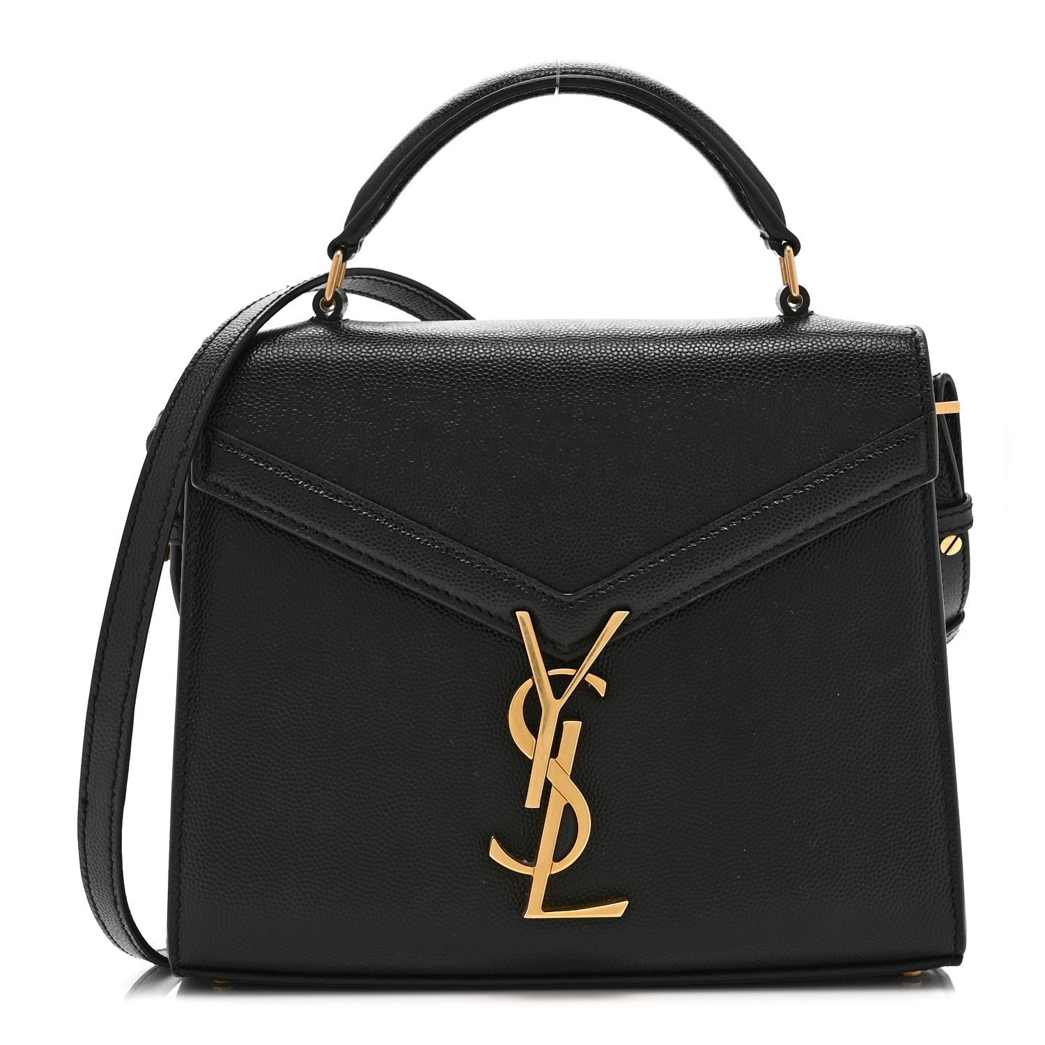 Saint Laurent Saint Laurent Grain de Poudre Mini Classic Monogram Cassandra Top Handle Black