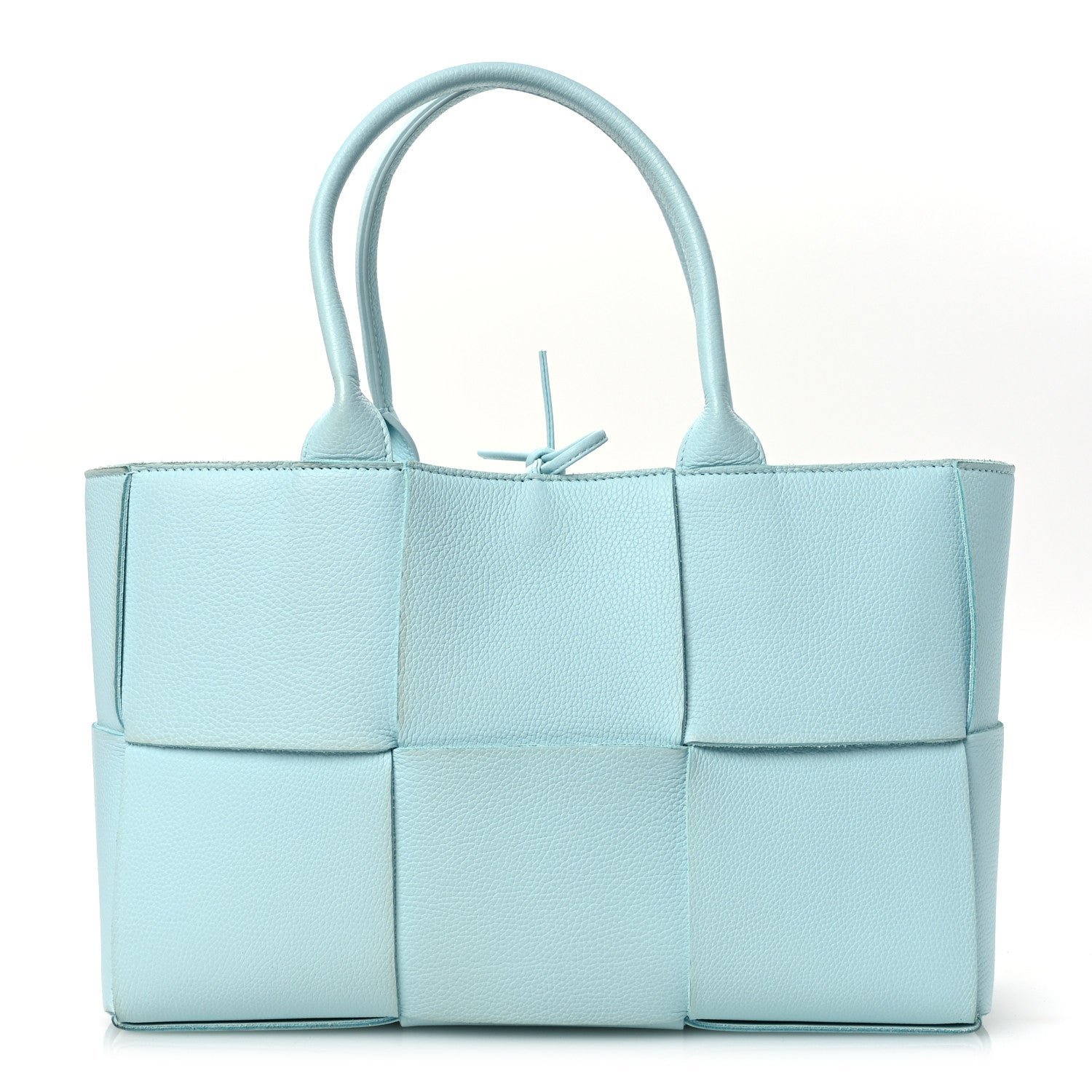 Bottega Veneta Grained Calfskin Maxi Intrecciato Small Arco Tote Pale Blue