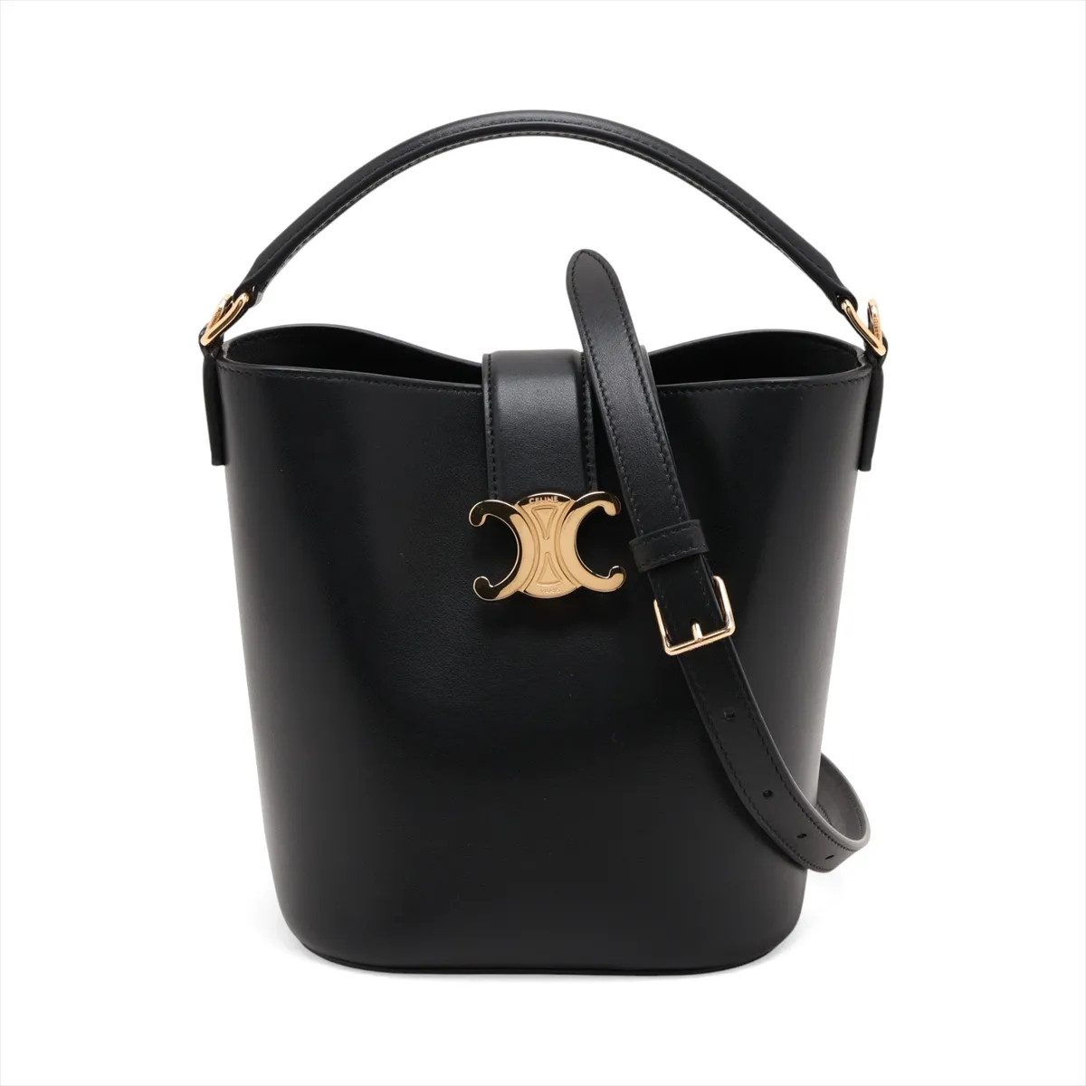 Celine Triomphe Mini buckets Louise Leather 2 Way Shoulder Bag Black