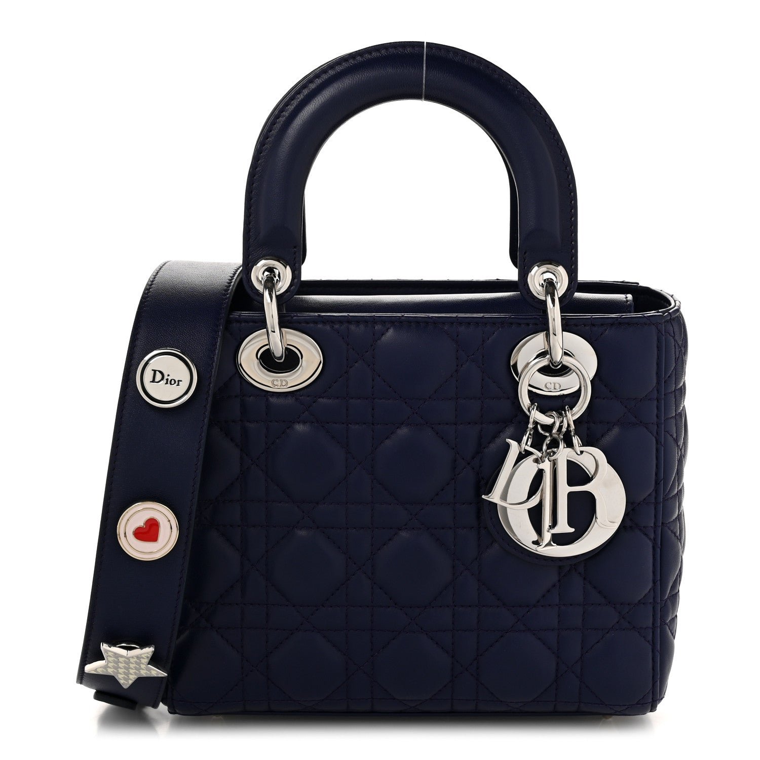 Christian Dior Lambskin Cannage Small Lucky Badges My Lady Dior Navy