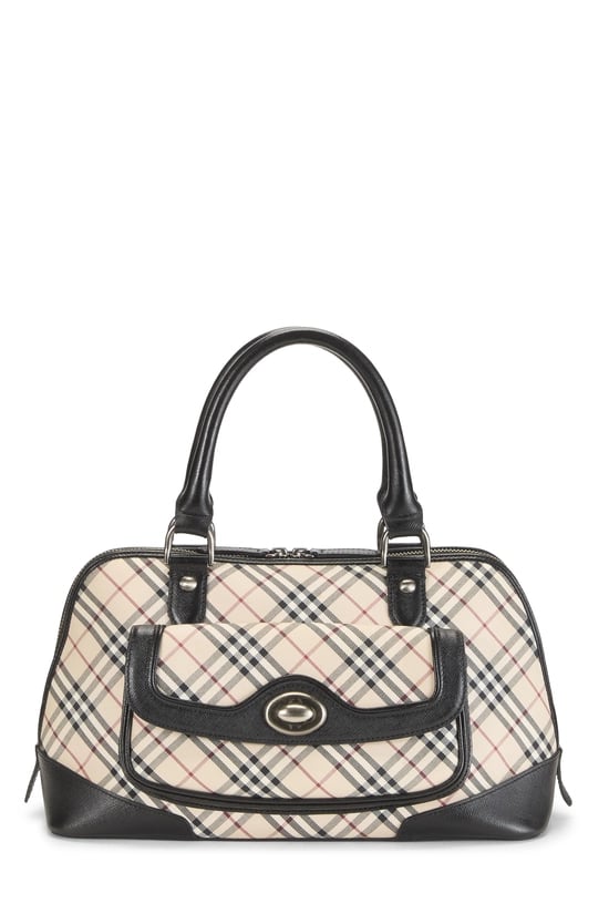 Black Jacquard Check Turnlock Dome Handbag