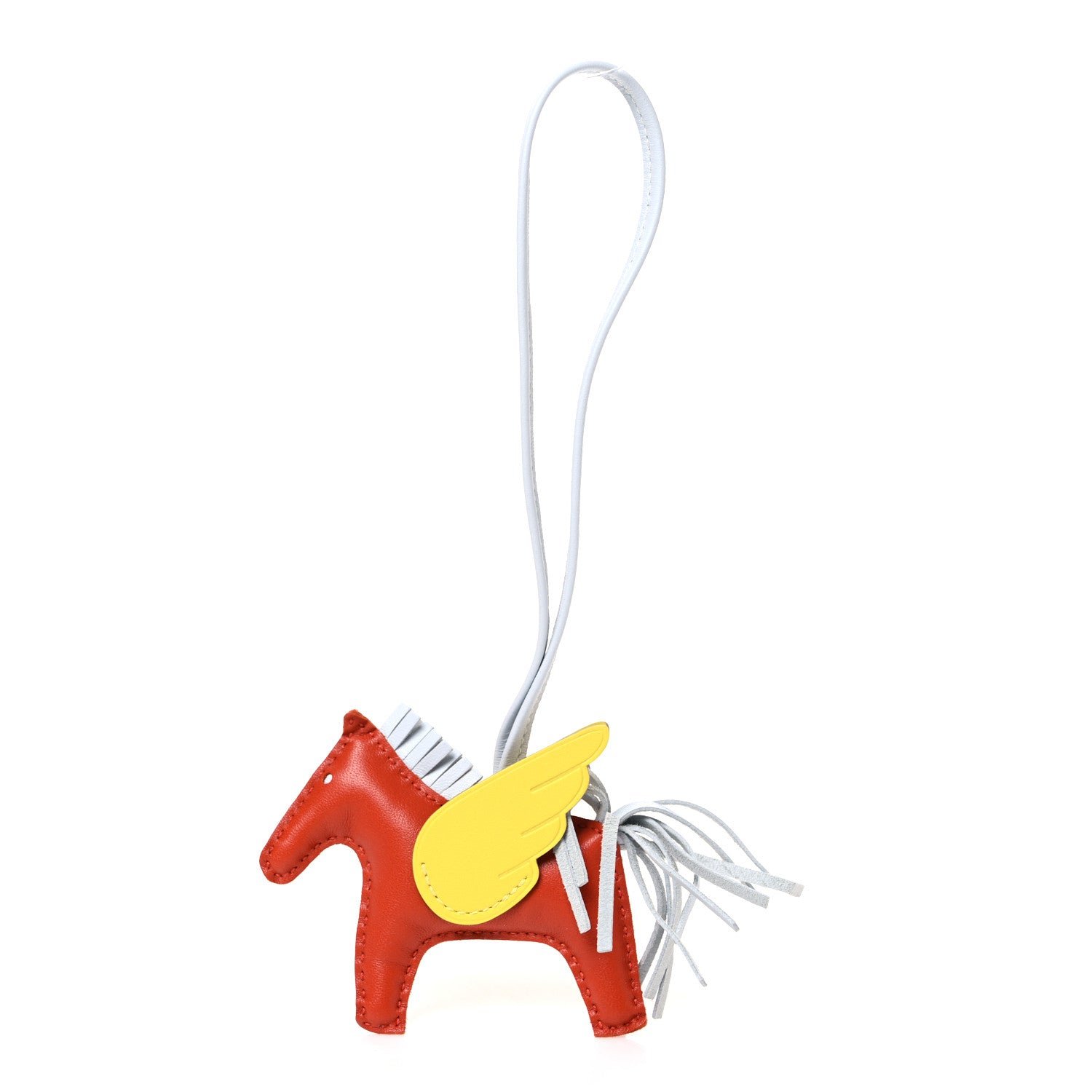 Hermes Hermes Milo Lambskin Grigri Rodeo Pegase Horse Bag Charm PM Cornaline Bleu Brume Lime