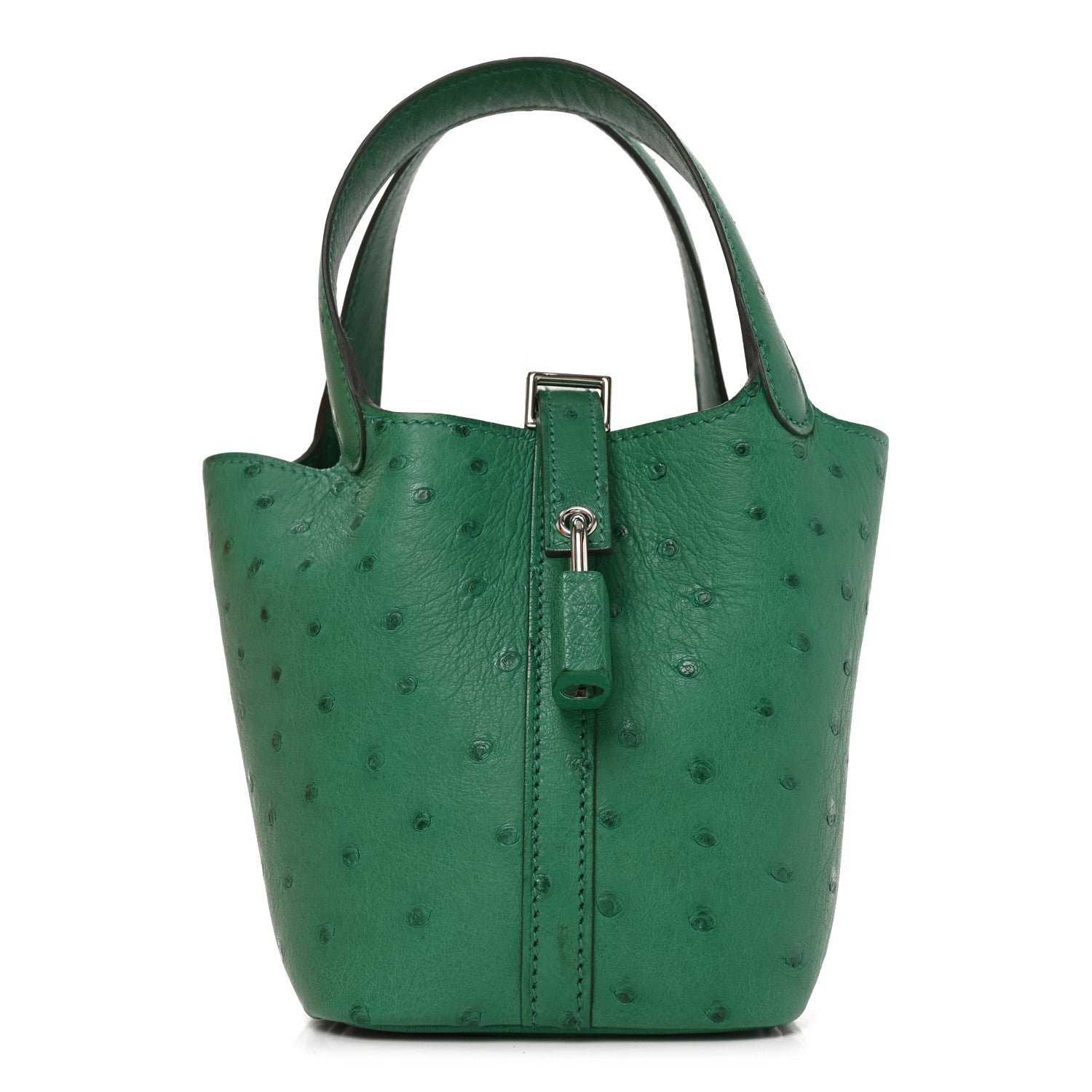 Hermes Ostrich Micro Picotin Lock Vert Vertigo
