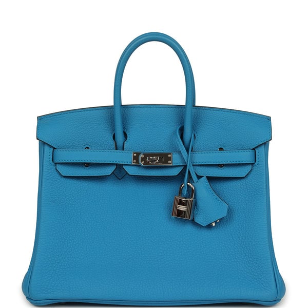 Hermes Pre-owned Hermes Birkin 25 Bleu Zanzibar Togo Palladium Hardware