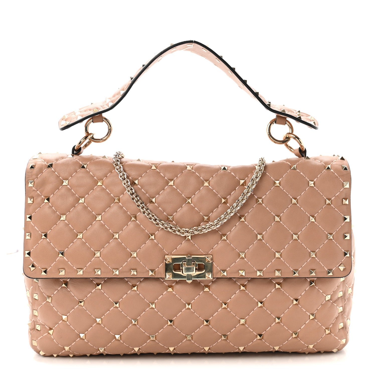 Valentino Garavani Nappa Large Rockstud Spike Shoulder Bag Poudre