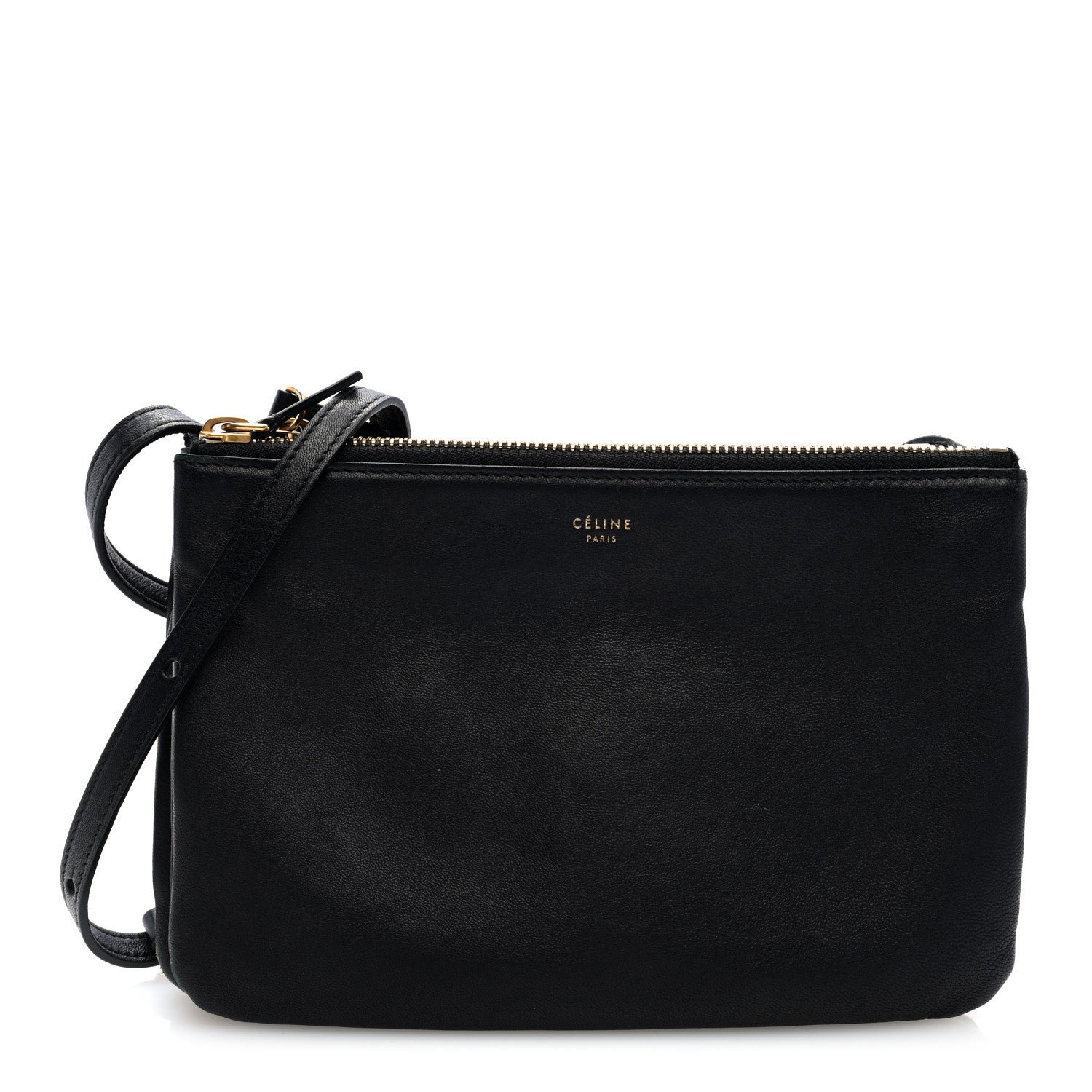 Celine Lambskin Small Trio Crossbody Bag Black
