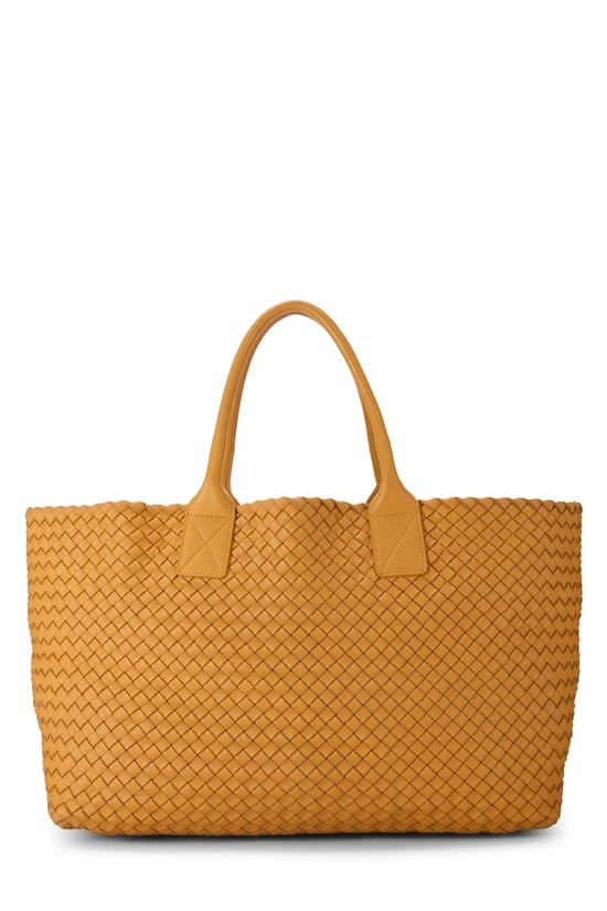 Bottega Veneta Orange Intrecciato Cabat Tote Medium