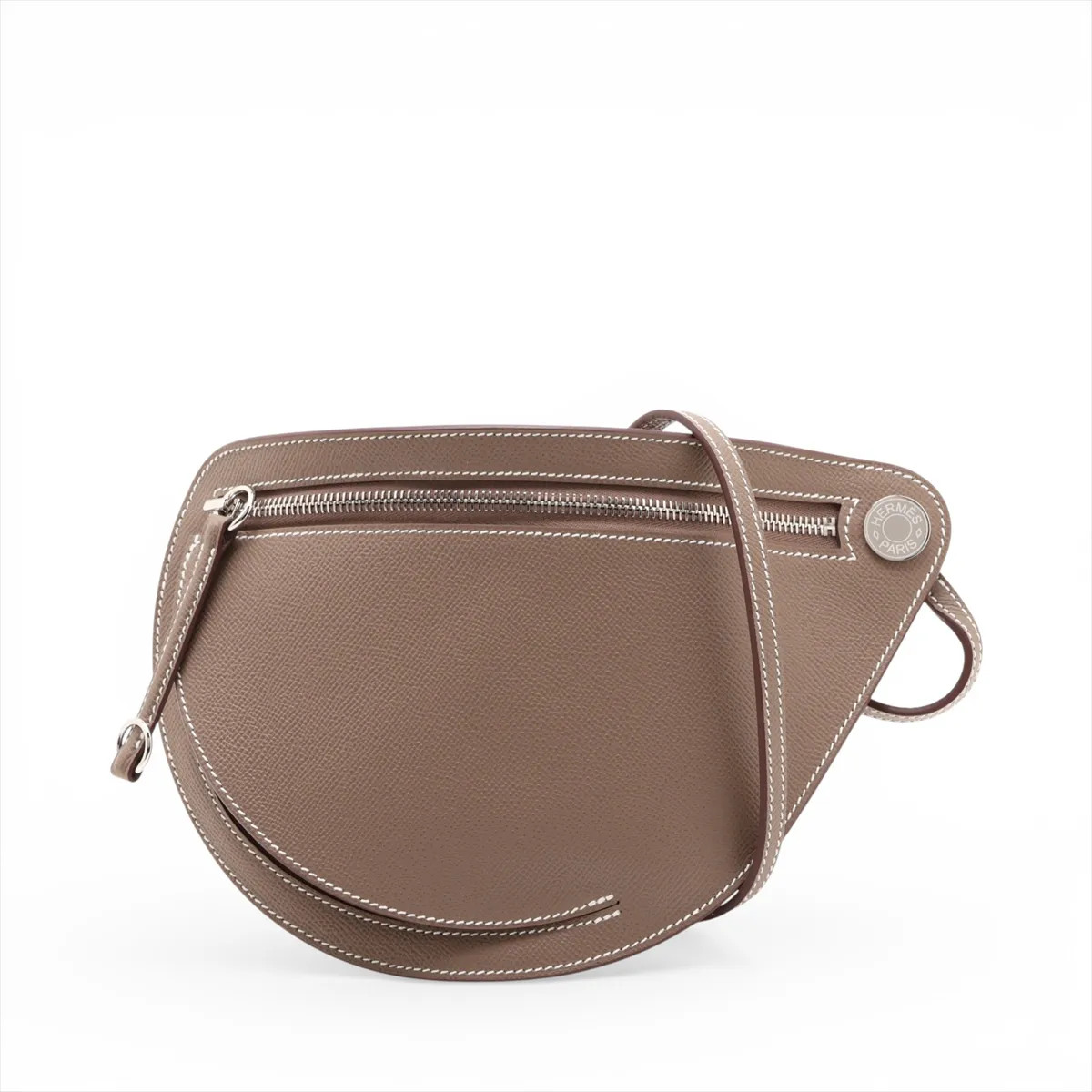 Hermès petite course Veau Epsom Etoupe Silver Metal Fittings
