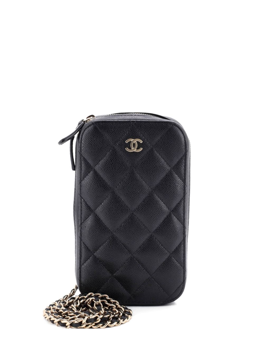 Zip Around Phone Case with Chain Quilted Caviar crossbody bag