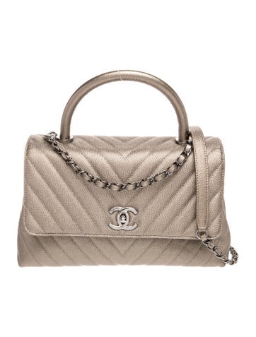 Small Caviar Chevron Coco Flap Bag