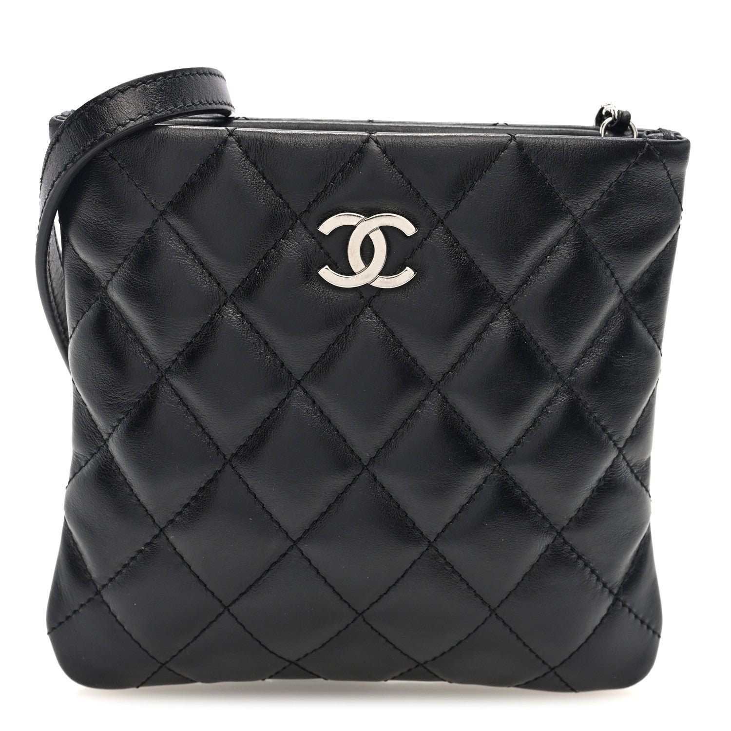 Chanel Calfskin Quilted Crossbody Bag Black