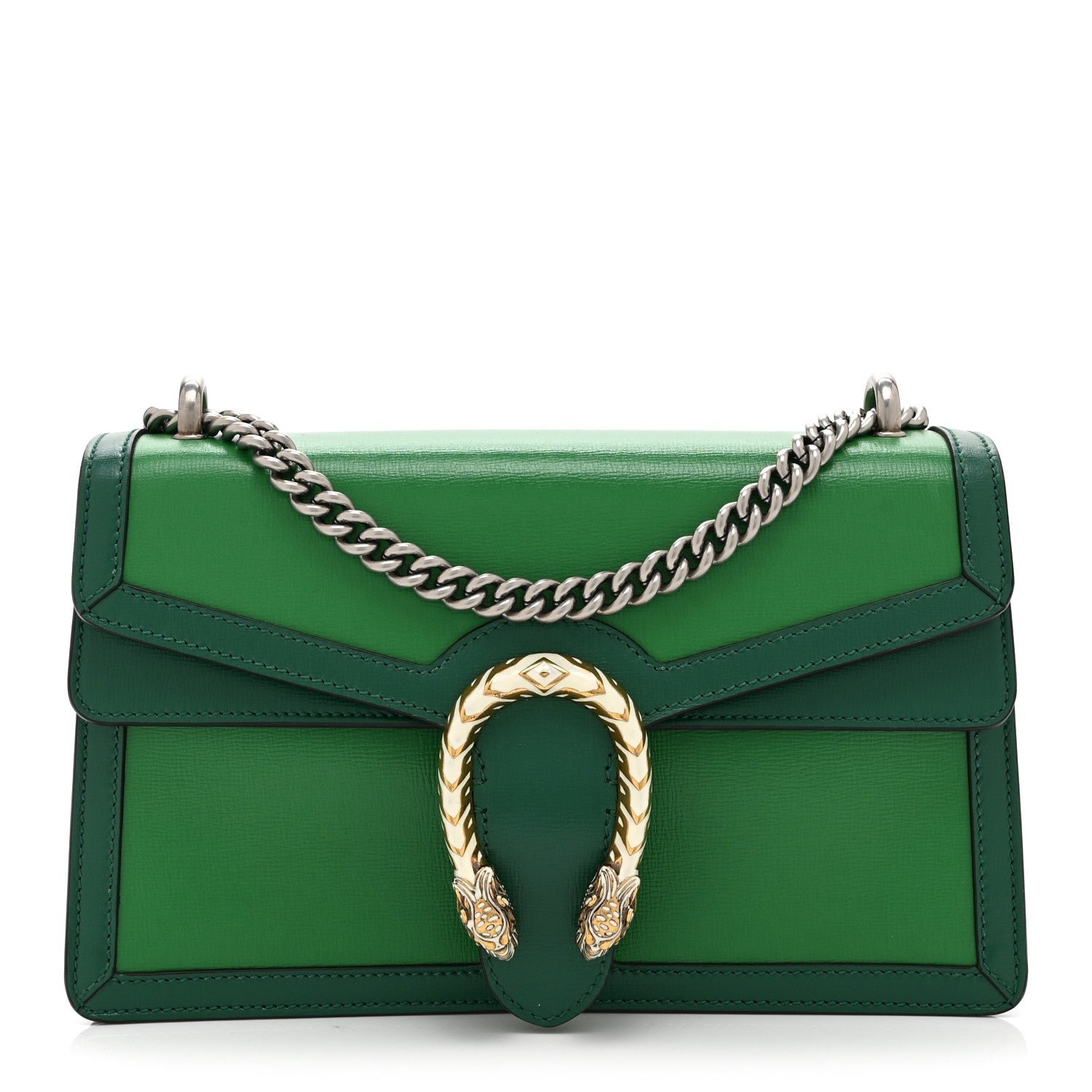 Gucci Azalea Calfskin Enamel Small Dionysus Shoulder Bag New Shamarock Emerald Off White