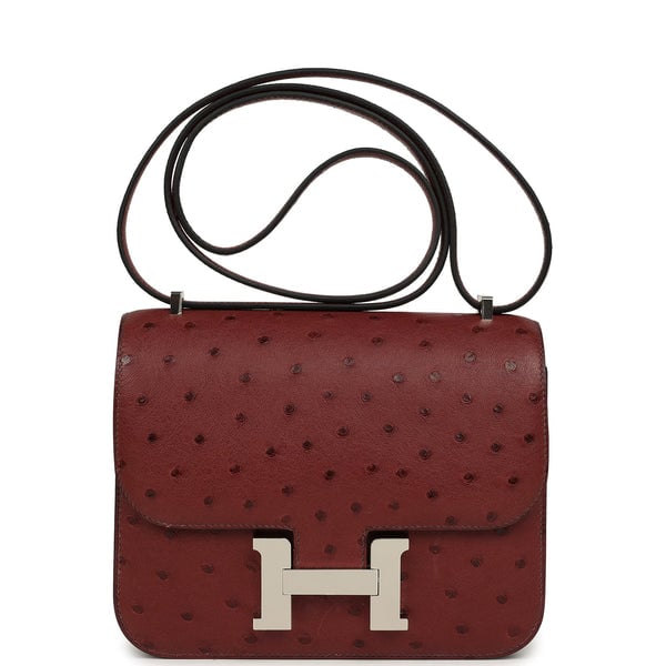 Hermes Constance 18 Rouge H Ostrich Palladium Hardware