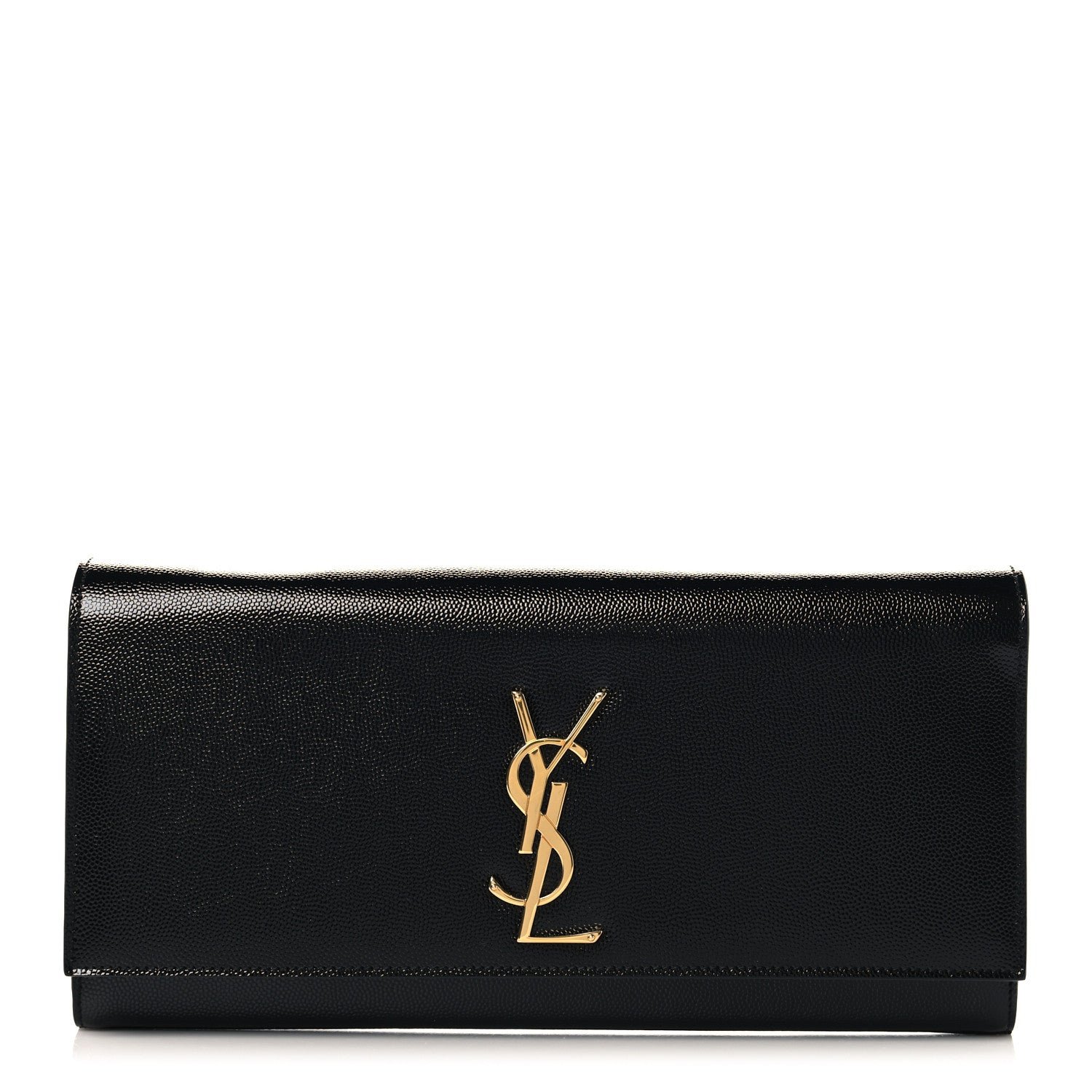 Saint Laurent Grain De Poudre Monogram Cassandre Clutch Black