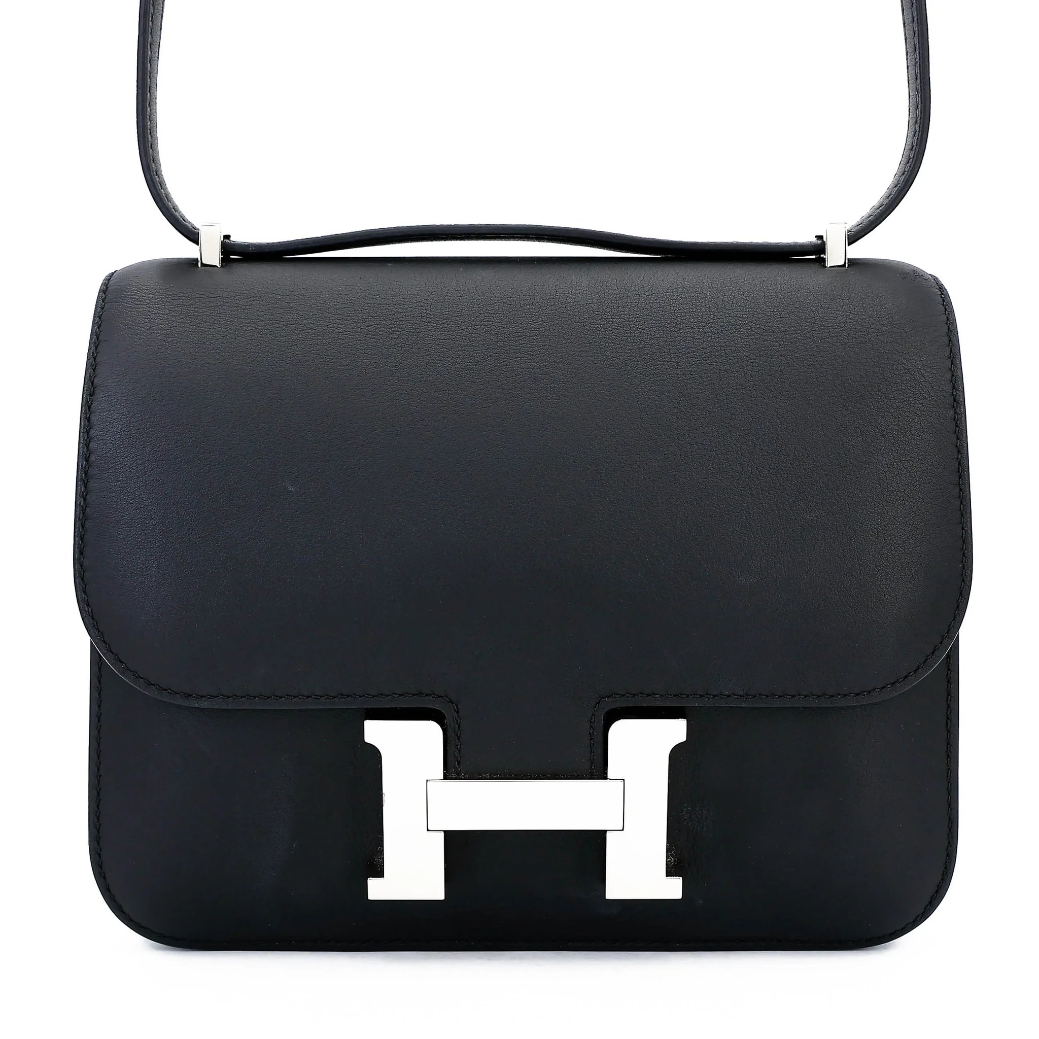 Excellent ( Rank SA ) HERMÈS Constance Mini Noir (89) Swift Palladium hardware Z (2021)